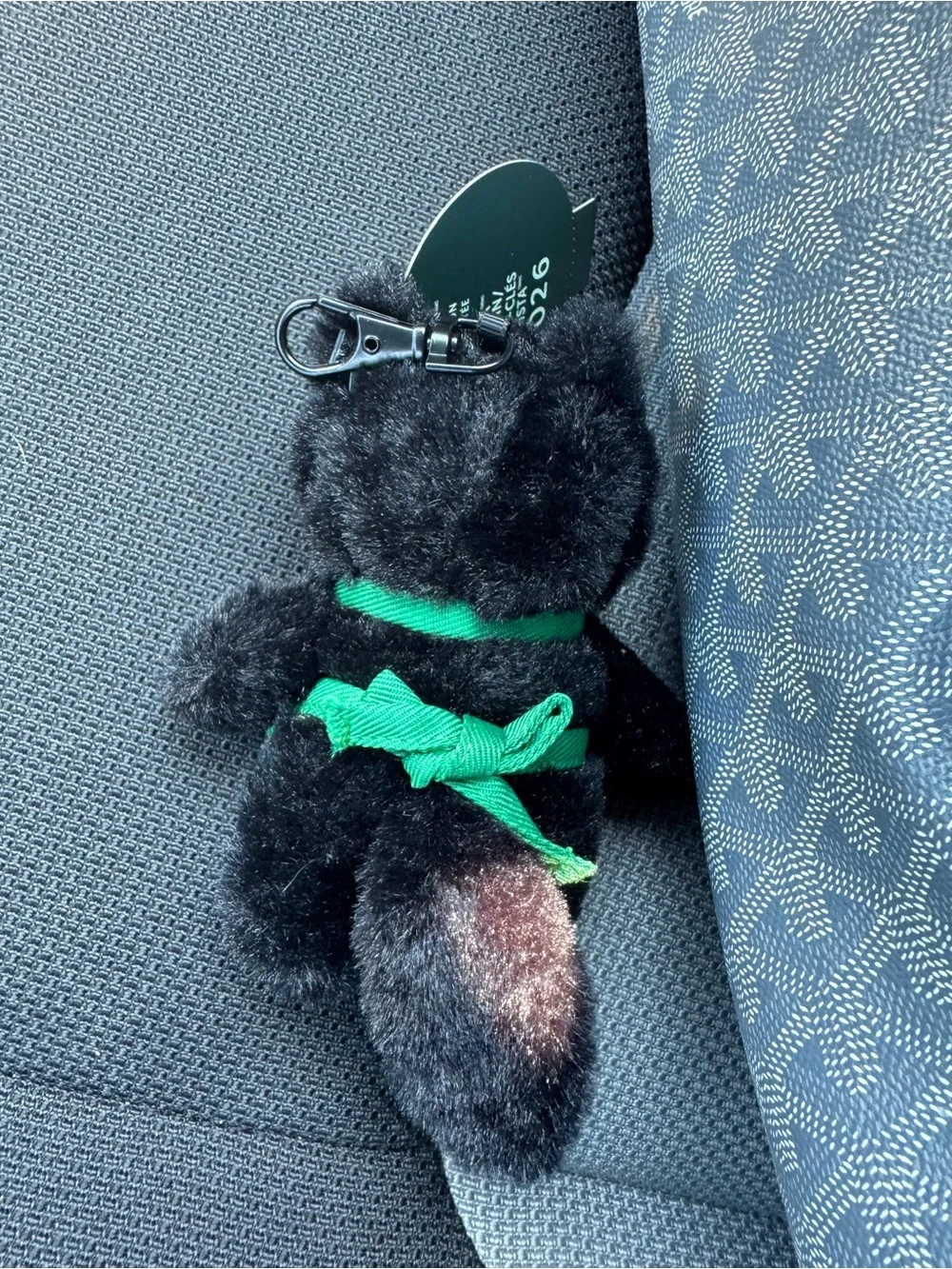 Starbucks Black cat barista plush Keychain with Green Apron